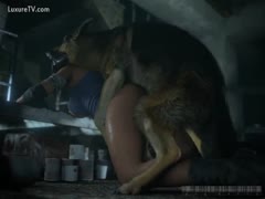 Skinny beastie gal slut got smashed from behind by a black dog